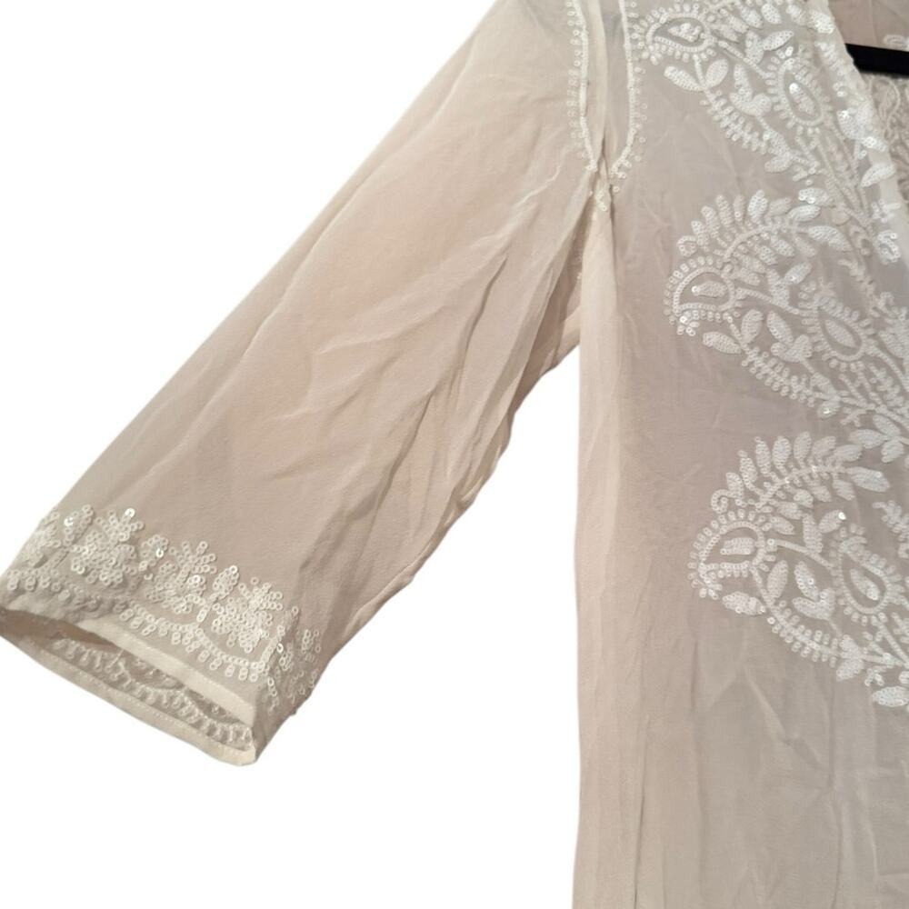 Marie France Van Damme Silk Embellished Tunic Old Money Resort Designer - Picture 3 of 10